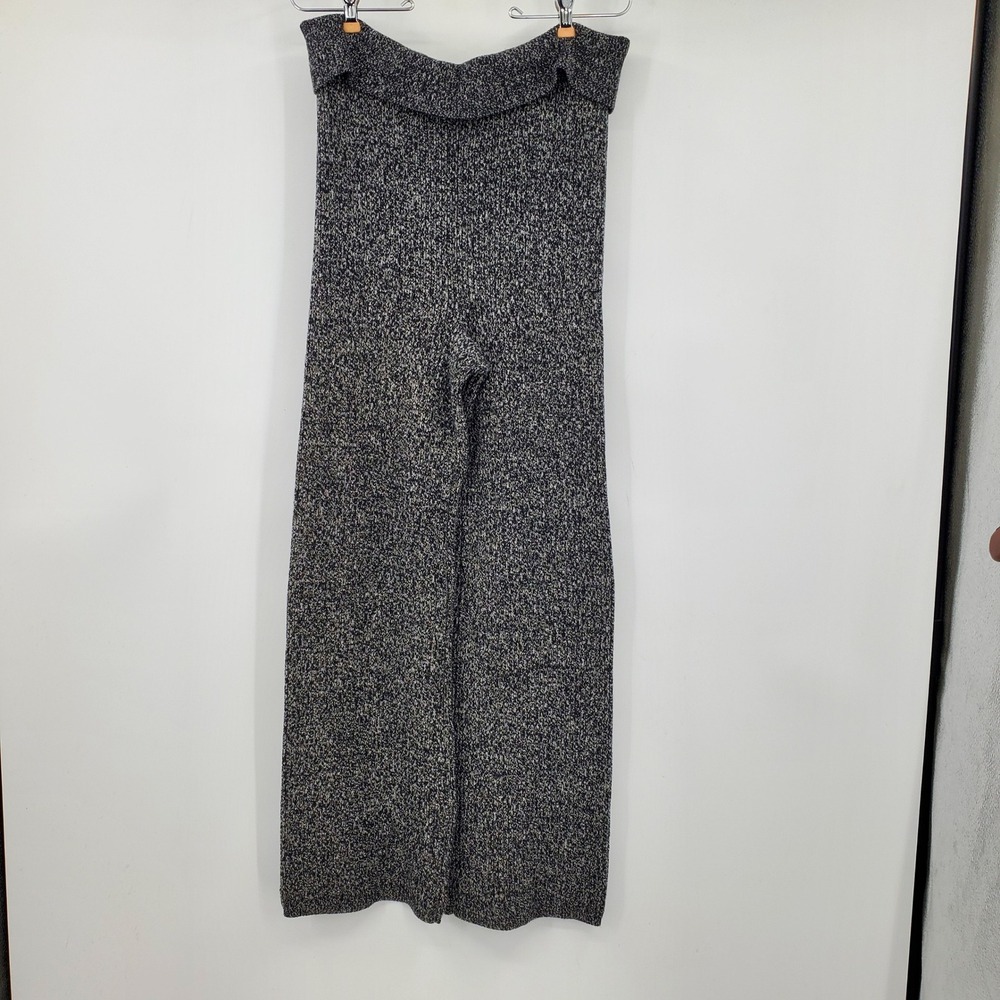 Aerie Charcoal Marl Chunky Knit Wide Leg Sweater Pants Large NWT Cozy Winter